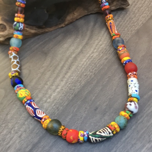 Hand Crafted Jewelry Artisan Sea Glass Recycled Painted Bead